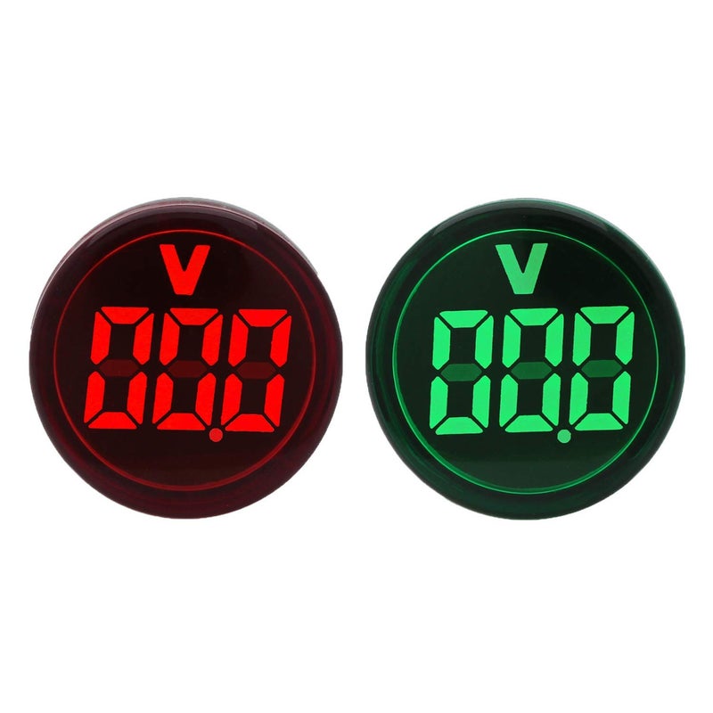 SHOPCORP Led Voltage Indicator 22 mm – Digital Voltmeter AC20-500V with led Voltage Display for Control Panels, Machines and Distribution Boxes (1 Red and 1 Green) - Image 2